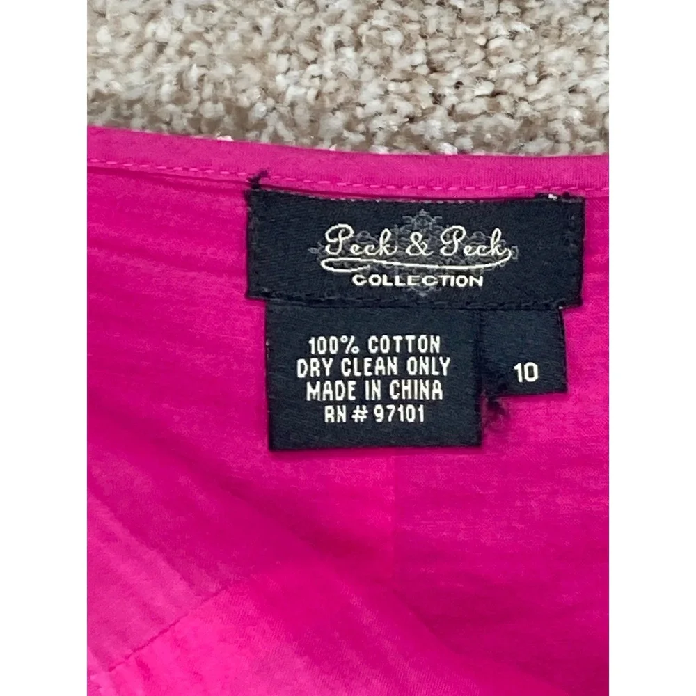 Peck & Peck Eyelet Lace A-Line Skirt Womens 10 Brown Pink Cotton Office Casual